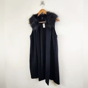Talbots Faux Fur Collar Sweater Vest